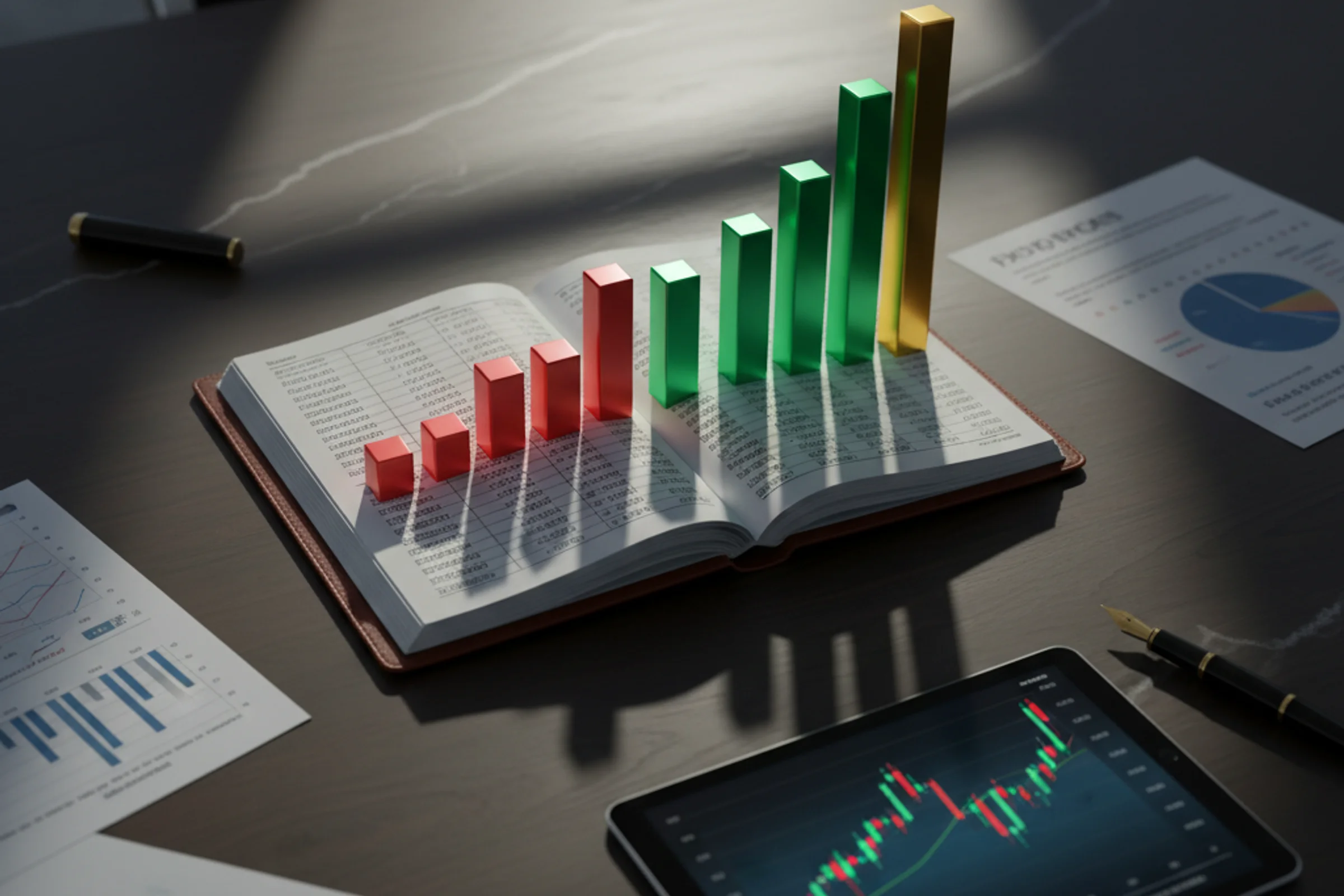 Analisi dati finanziari su dashboard digitale con grafici di performance aziendale e indicatori di bilancio