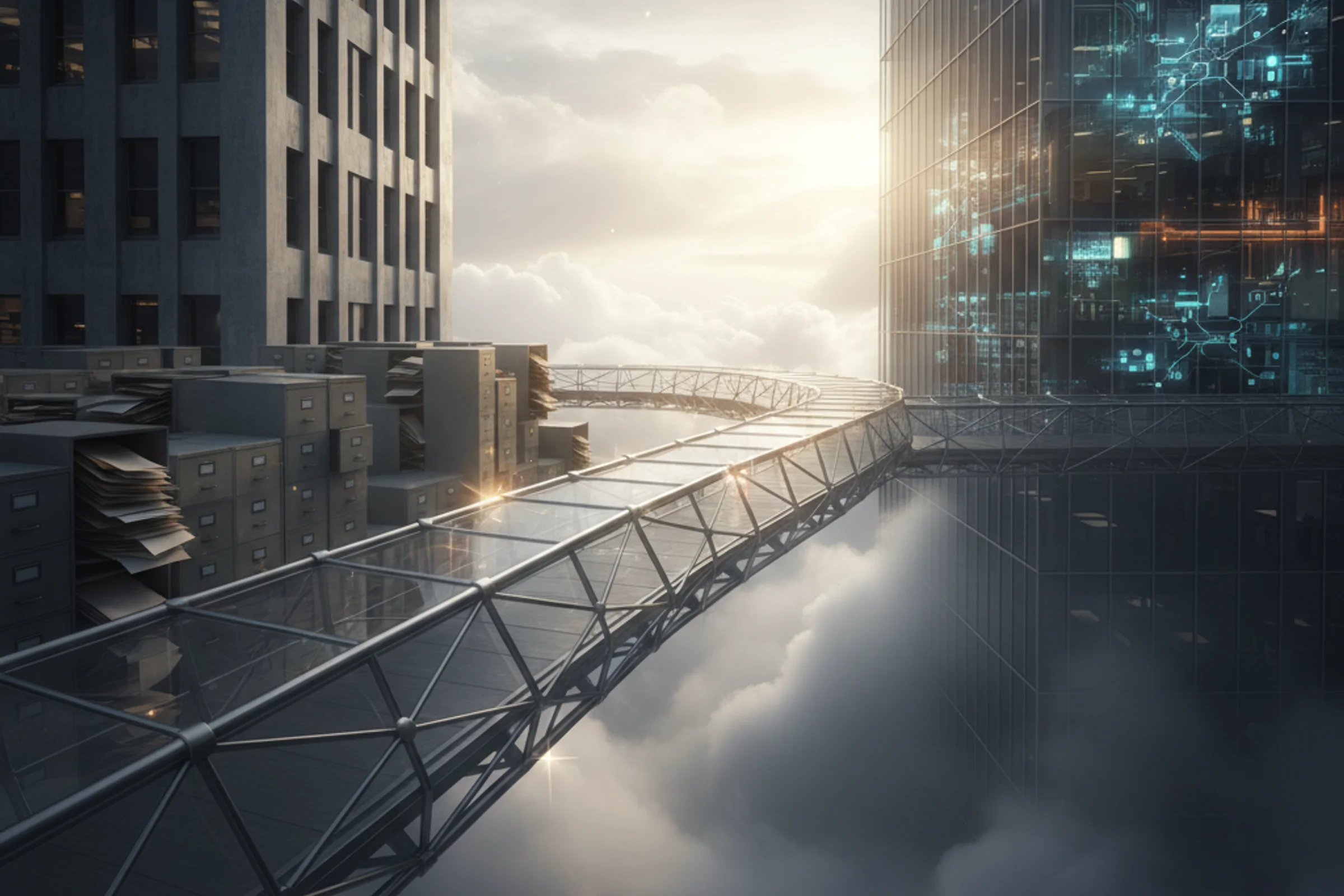 Commercialista analizza dashboard finanziaria digitale su laptop, integrazione dati PMI senza API gestionali