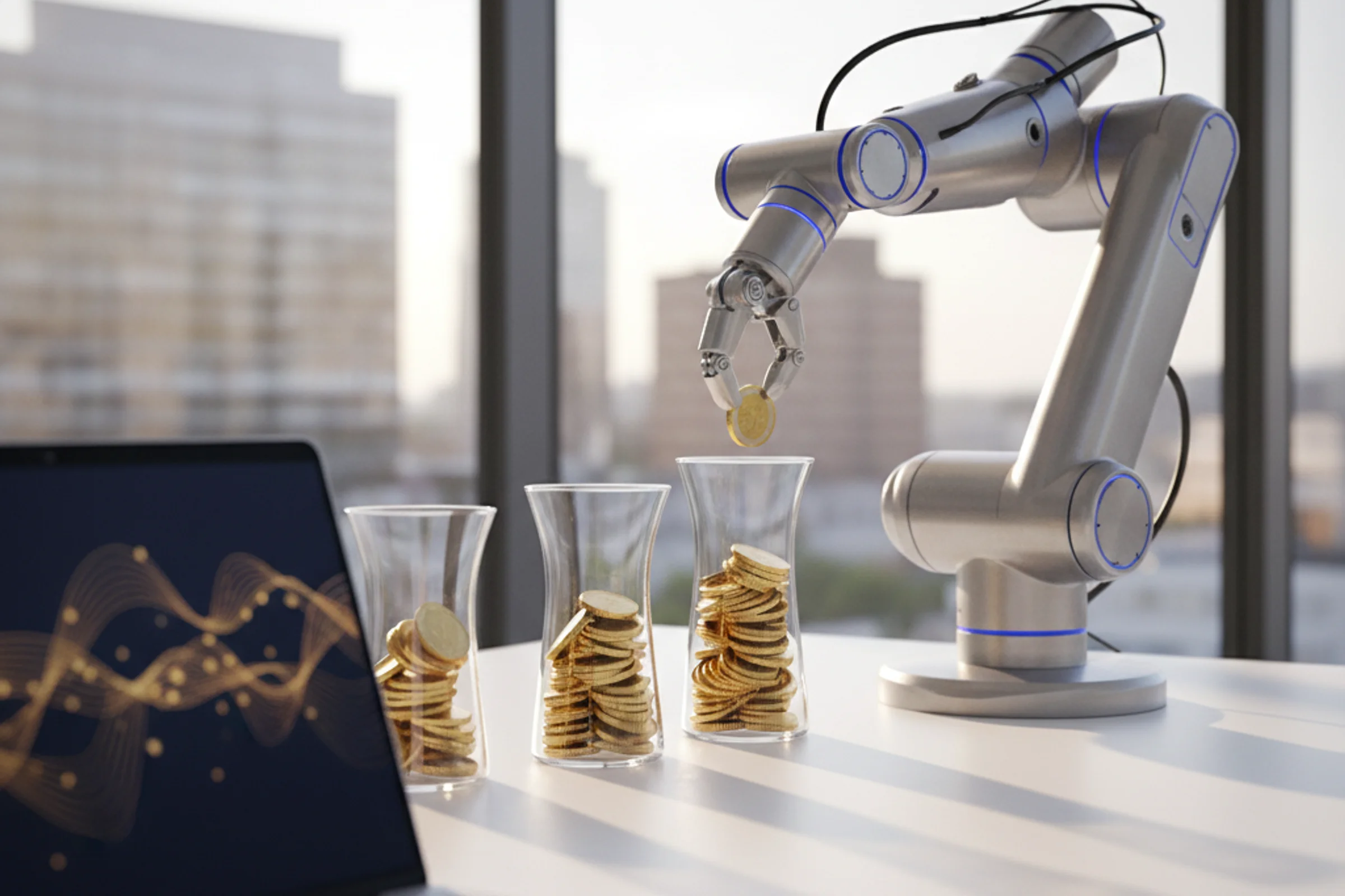 Imprenditore PMI analizza investimento software AI con iperammortamento 2026 su tablet, documenti fiscali e grafici ROI